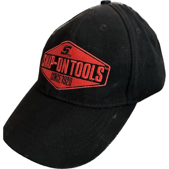 Snap-On Tools Adjustable Strapback Baseball Hat Cap Black Red Wild Impact - Picture 1 of 6
